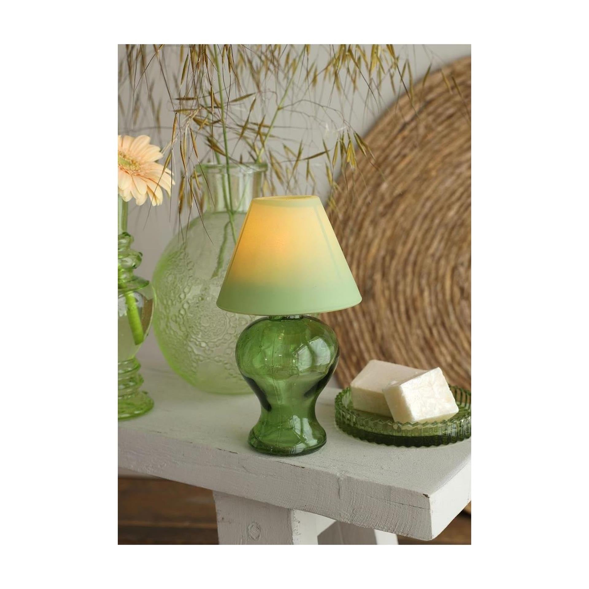 Ideas 4 seasons glass theelichtlamp zacht groen h16cm
