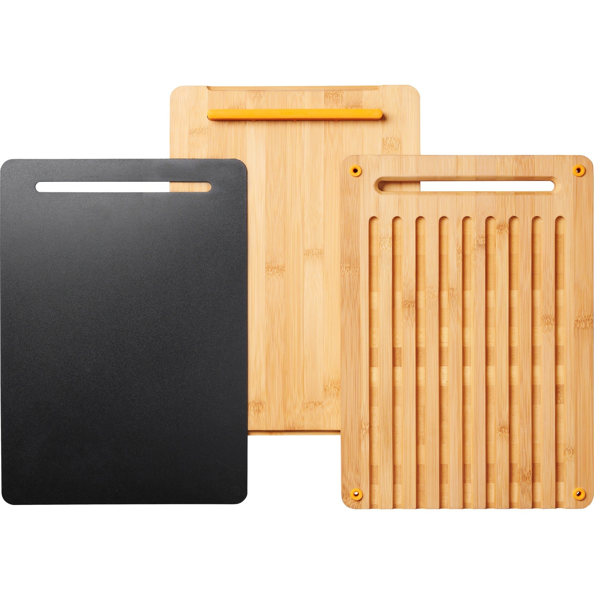 Fiskars Funktionsform-Schneidebretter-Set aus Bambus, 3-teilig