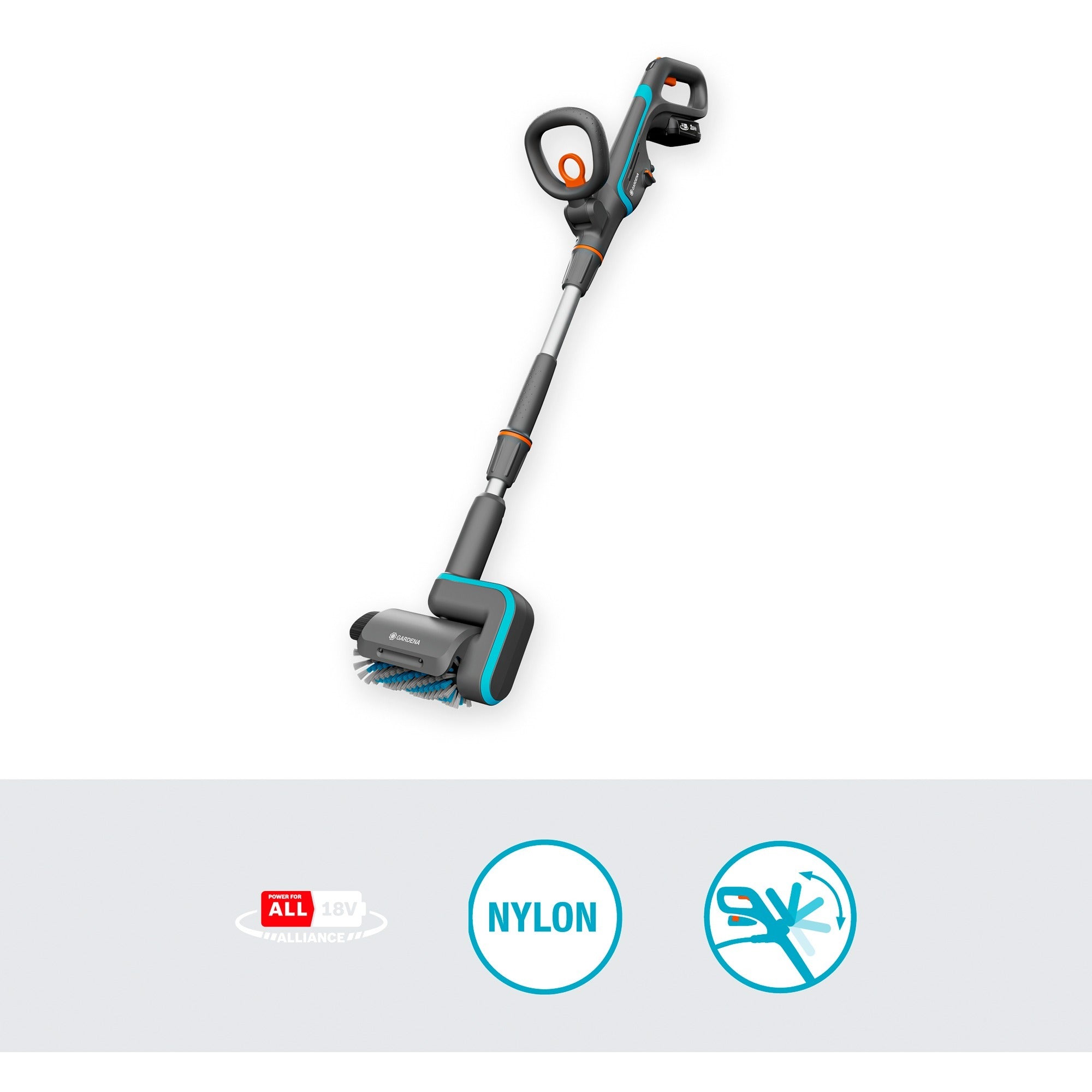 Gardena accu-multireiniger aquabrush patio 03 18v p4a set vloerreiniger (grijs turquoise, 14841-20)