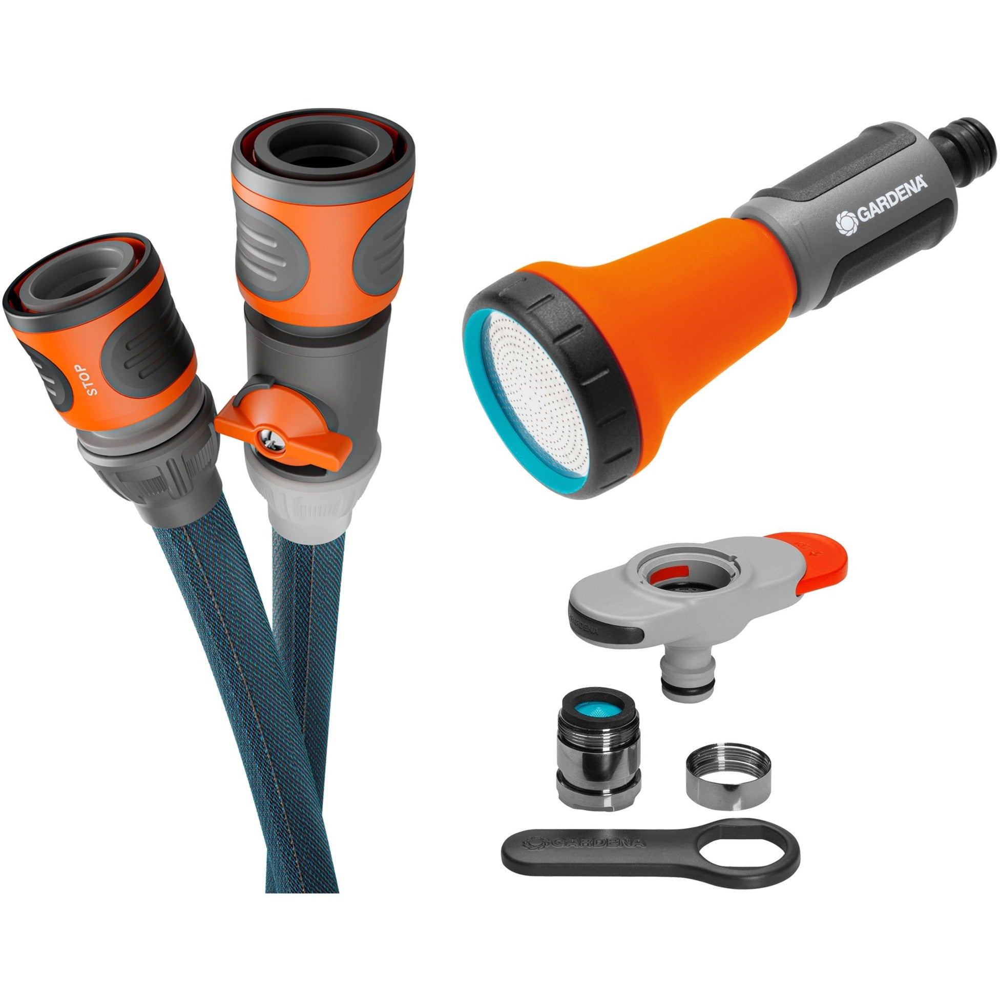 Gardena textielslang liano xtreme 10 m set, met liano tapfix (donkergrijs oranje)