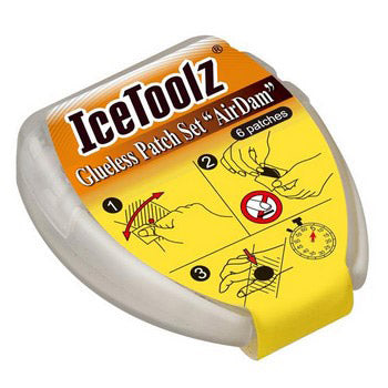IceToolz AirDam selbstklebende Reifenflicken, 50 Schachteln à 6 Stück im Glas