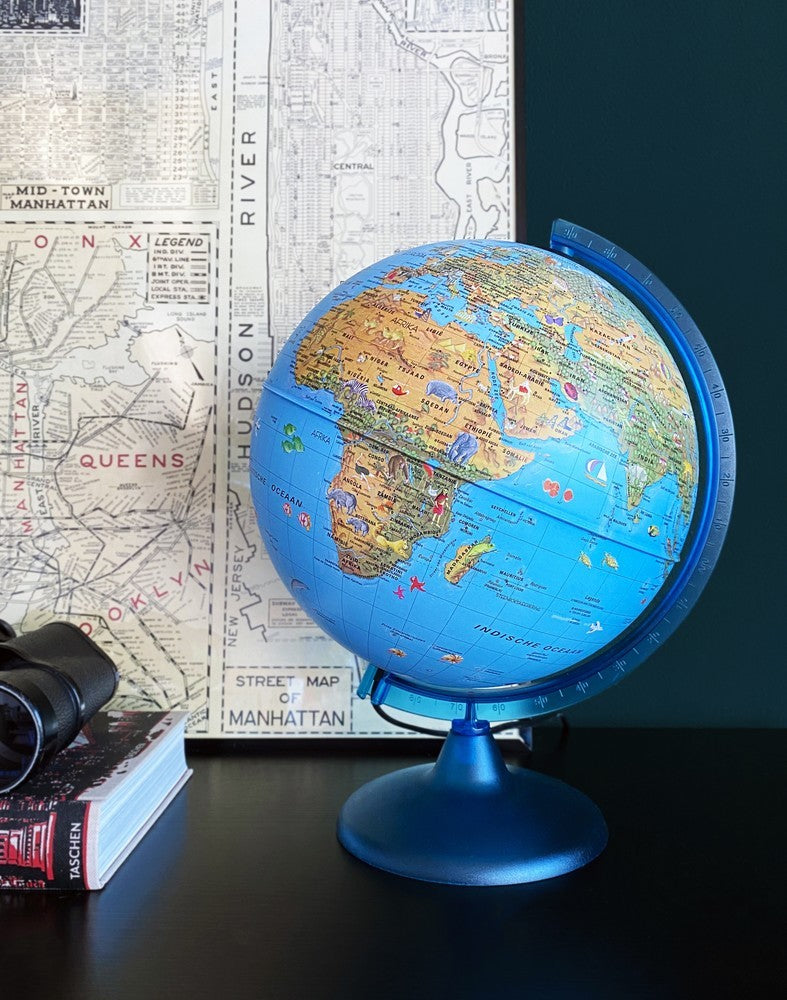 Arca globe : 25 cm met led verlichting (0325bu) wereldbol