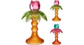 Kandelaar glas palmboom d11,3 h17,5cm 2 assortie kleuren