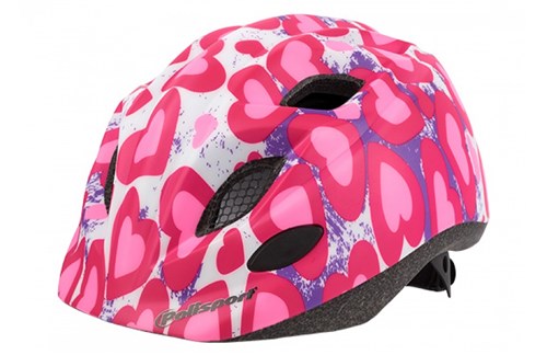Kinderhelm 52-56 cm, Polisport Herzen, rosa