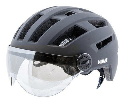 Mirage helm e-bike 55-58cm zwart nta visier, led, magneetsl.