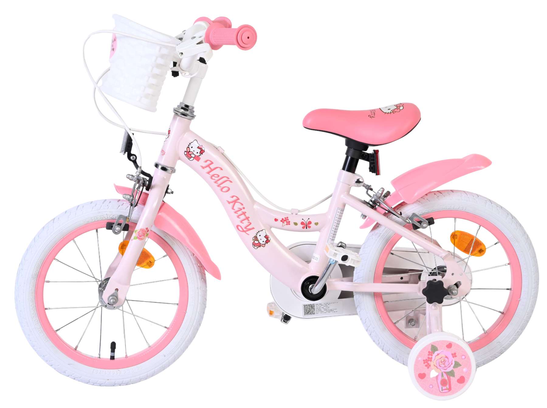 Hello kitty kinderfiets - meisjes - 14 inch - roze - twee handremmen