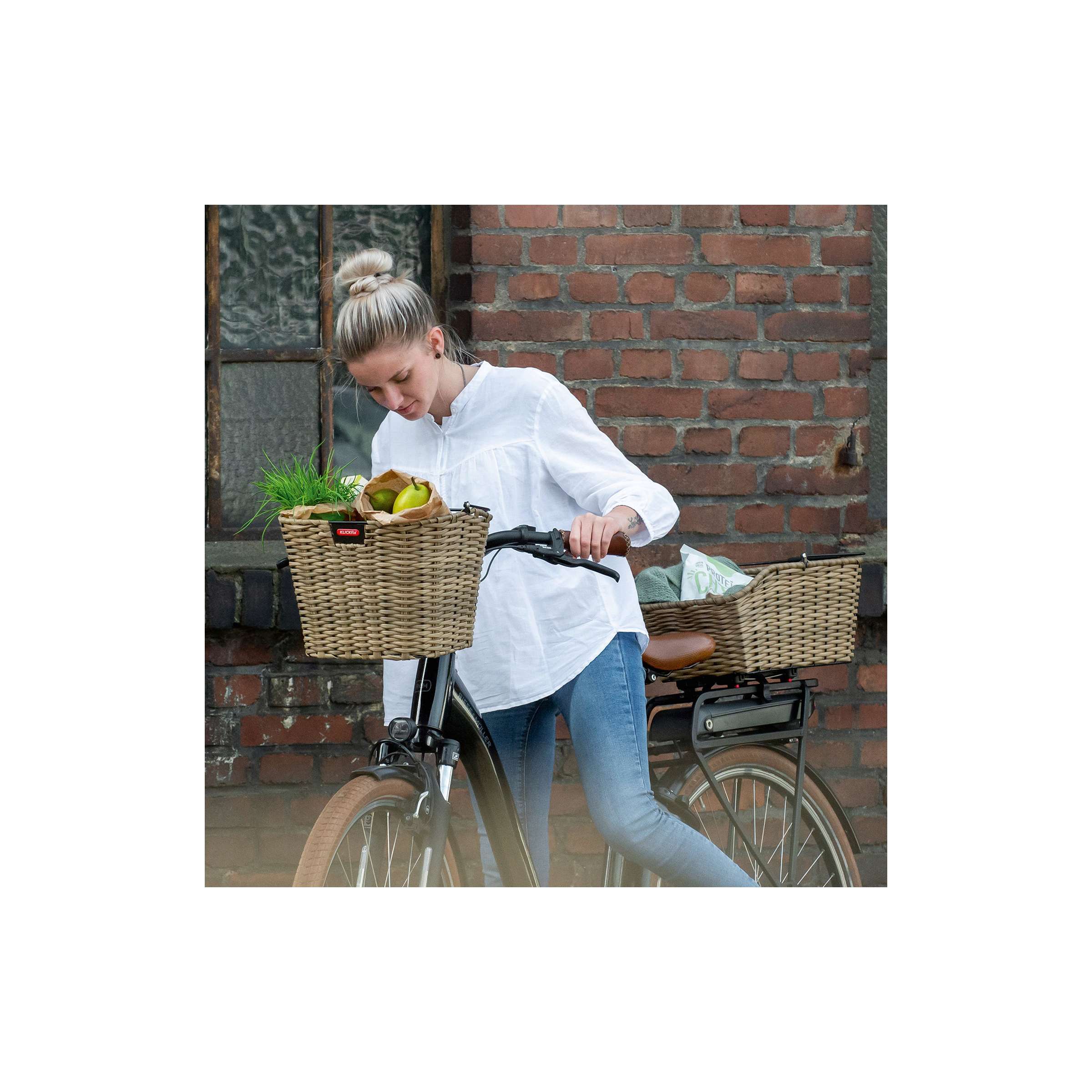 Klickfix rixen kaul fietsmand structura retro licht grijs