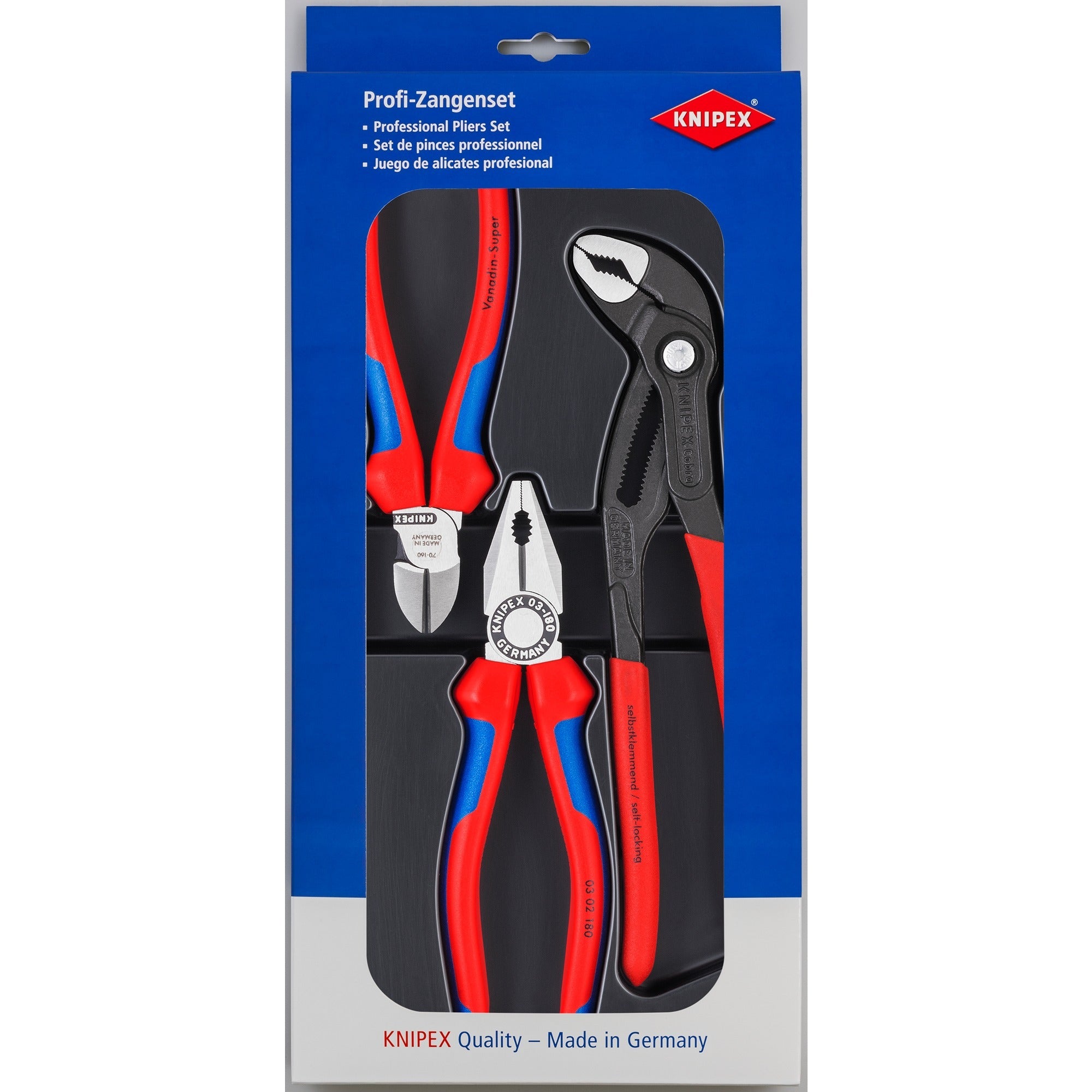 Knipex tangen-set 00 20 09 v01 tangenset (blauw zwart, 3-delig)