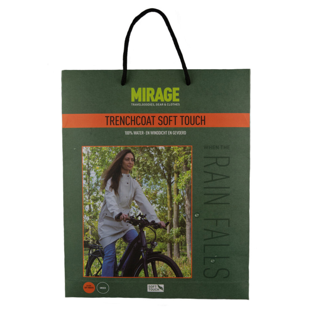 Mirage regenjas rainfall trenchcoat - maat l - gemaakt van polyester soft touch - off white