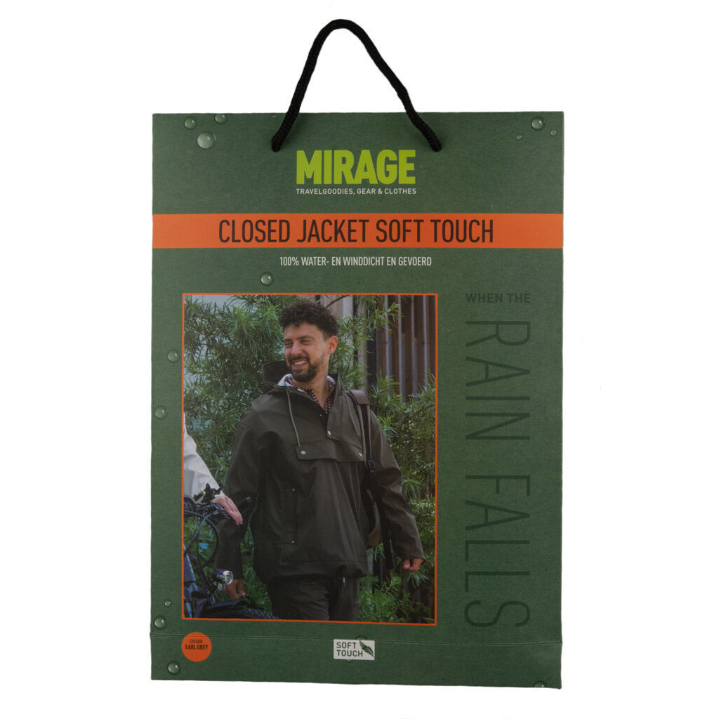 Mirage Regenmantel, geschlossene Regenjacke – Größe M – Material: Polyester Soft Touch – Earl Grey