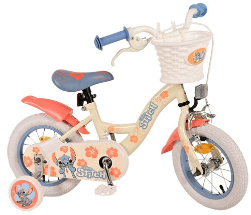 Disney Stitch Kinderfahrrad – Mädchen – 12 Zoll – Creme Korallenblau