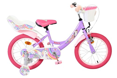 Volare Unicorn Kinderfahrrad – Mädchen – 16 Zoll – Lila
