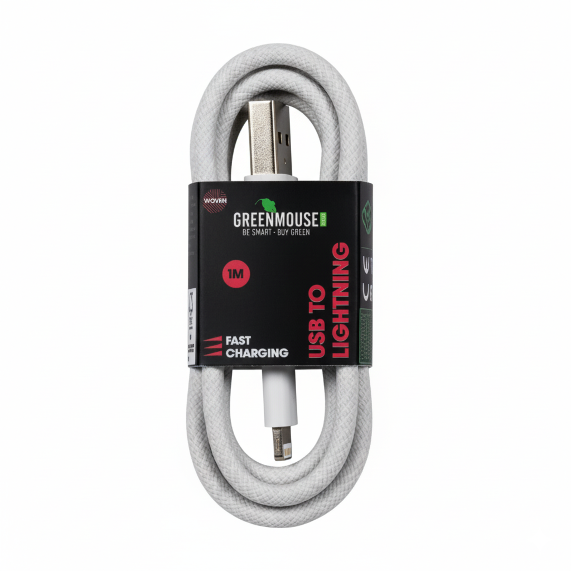Greenmouse lightning datakabel woven 1 meter (5 stuks)