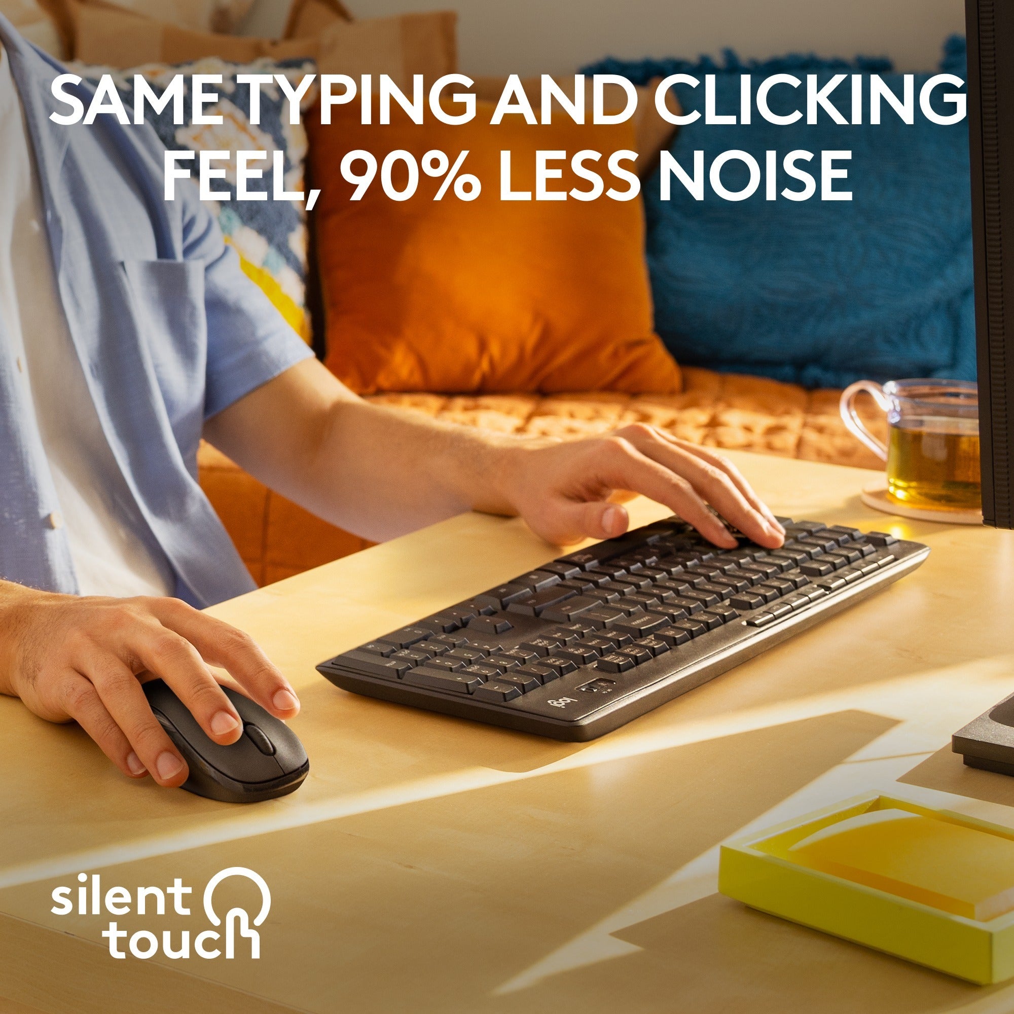Logitech mk295 silent wireless keyboard and mouse combo, desktopset (zwart, us-international)