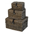 Weidenkorb in V-Form mit Deckel, 40 x 30 x 23 cm, grau