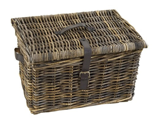 Dr rieten v-ager mand xl bruin met deksel 50x40x30