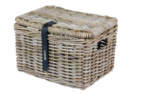 Basil Dax S Fahrradkorb mit Deckel, 27 x 37 x 24 cm, grau