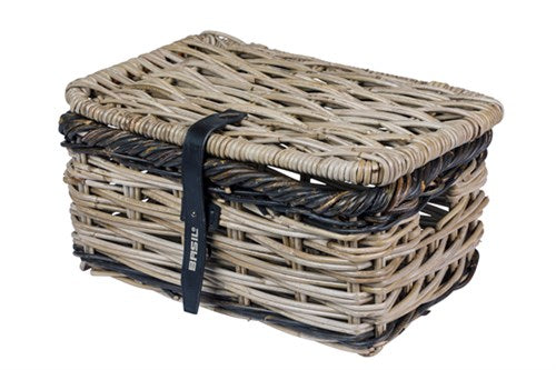 Basil Dijon S Fahrradkorb mit Deckel, 27 x 39 x 21 cm, grau/schwarz