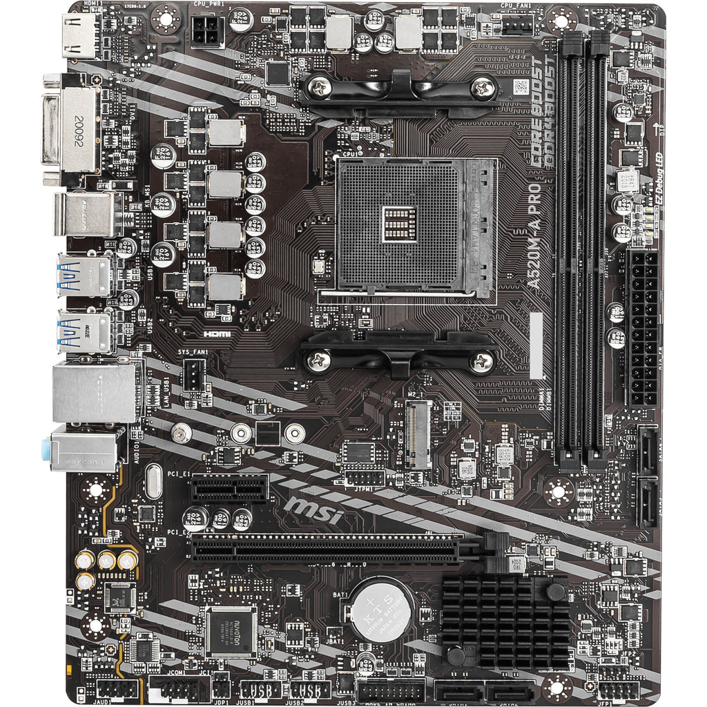 Msi a520m-a pro socket am4 moederbord (zwart grijs, raid, gb-lan, sound, µatx)