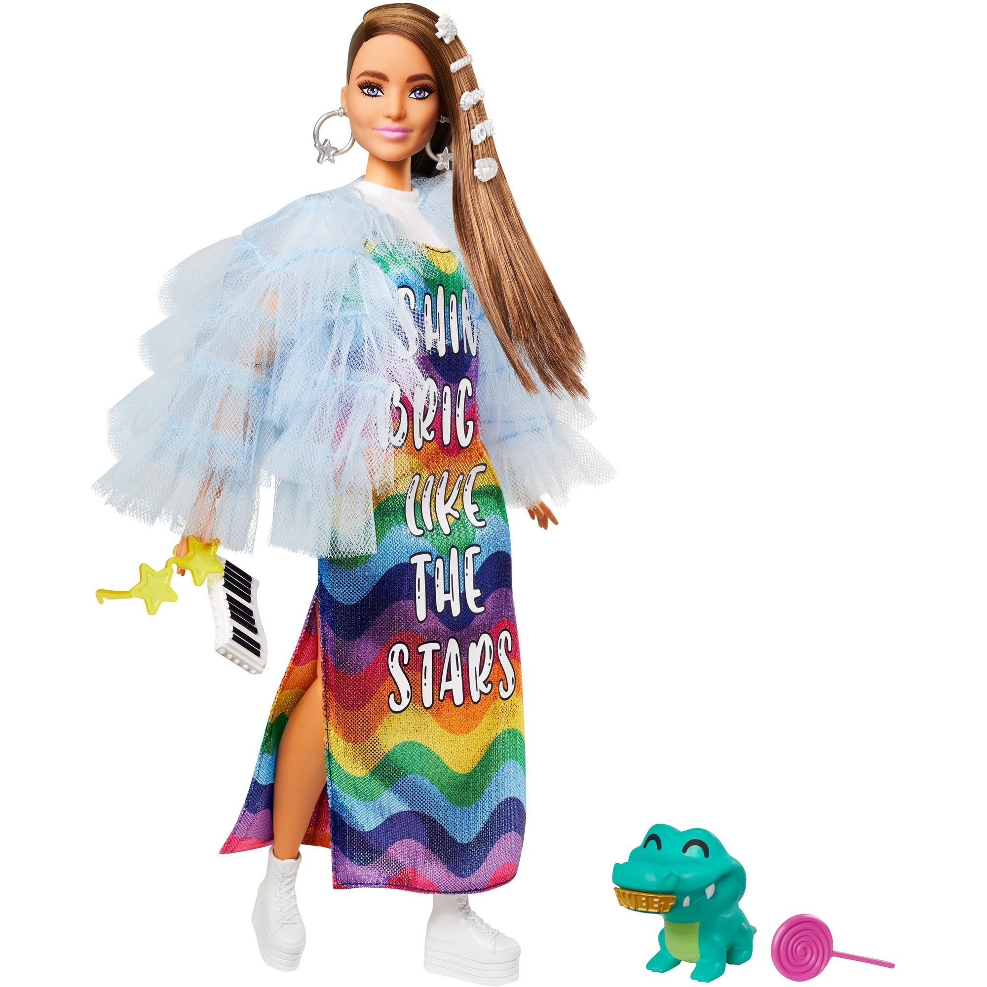 Mattel Extra Doll #9 Blue Rüschenjacke mit Haustier-Kroko