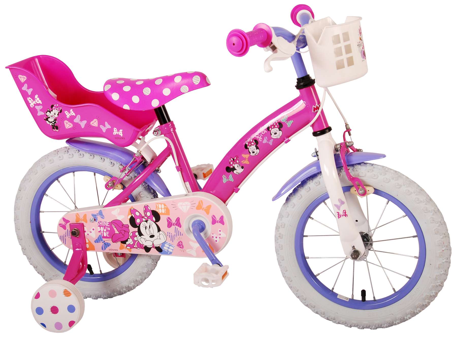 Disney Minnie Cutest Ever! Kinderfiets Meisjes 14 inch Roze Twee Handremmen