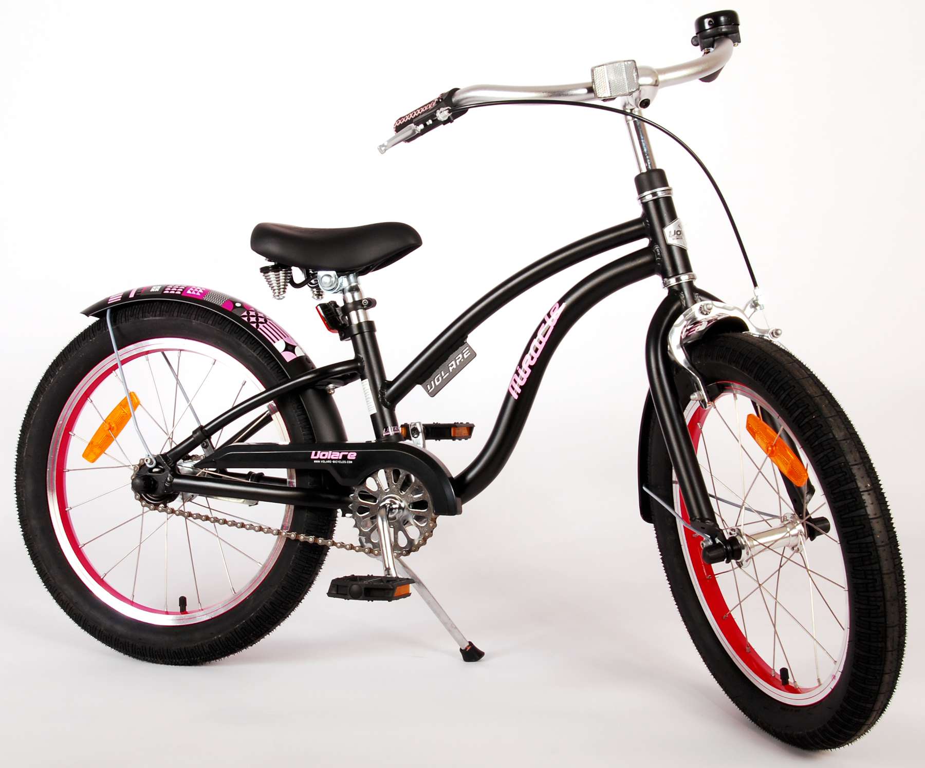 Volare Miracle Cruiser Kinderfahrrad – Mädchen – 18 Zoll – Mattschwarz – Prime Kollektion