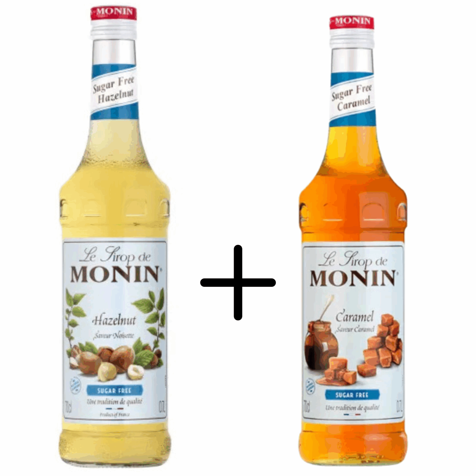Monin siroop hazelnoot suikervrij + caramel suikervrij