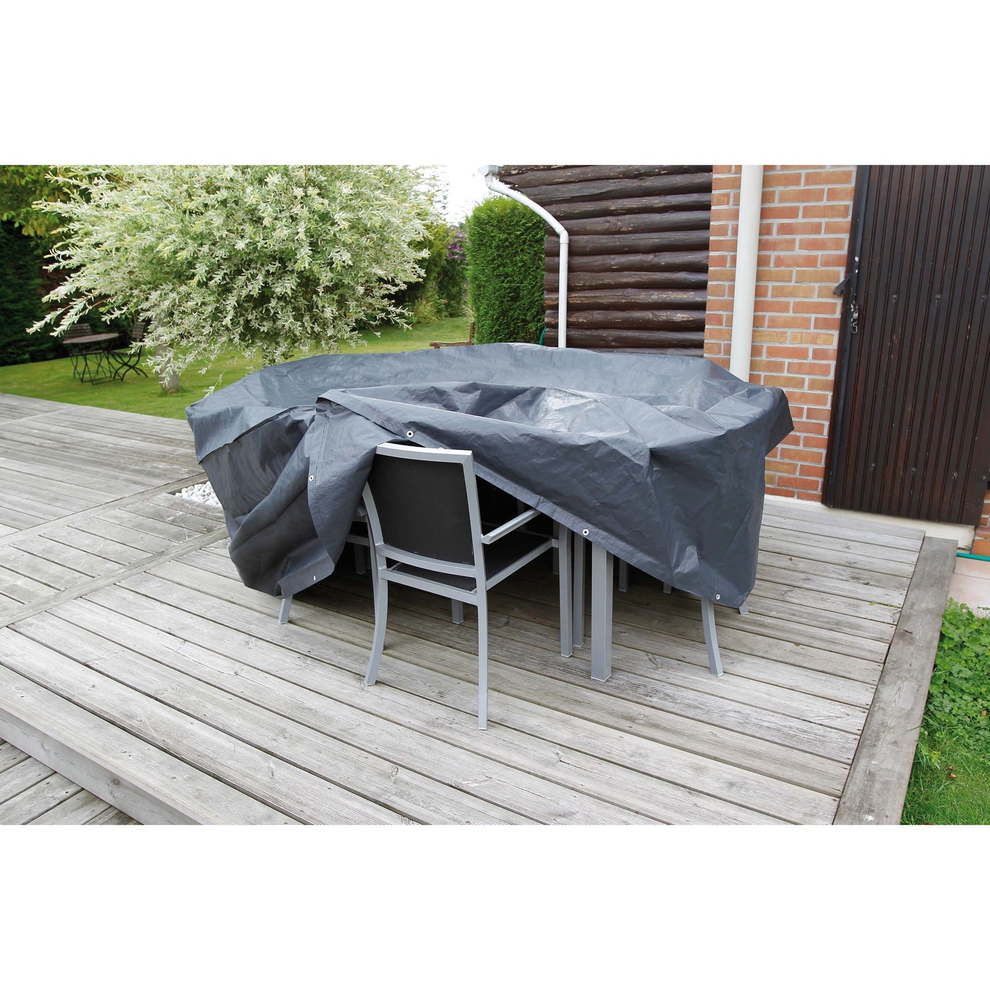 Nature beschermhoes voor tuinmeubelset rond afdekking (zwart, 6030604)
