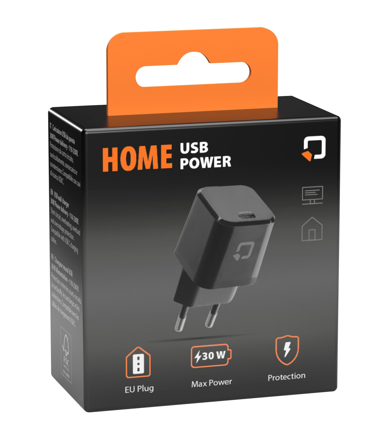 Optiline USB-C-Heimladegerät – PD – 30 W – 110–230 V