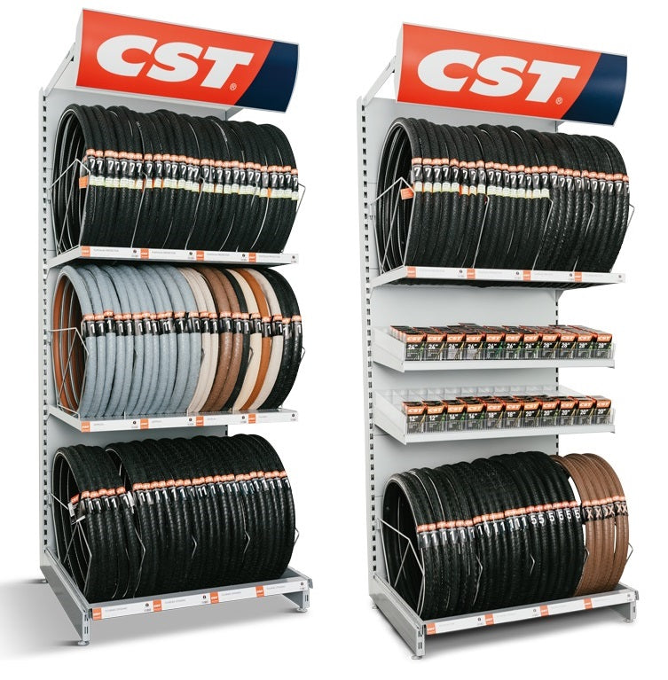 CST-Reifenregal Option 3 mit Platz für ca. 125 Reifen und 240 Schläuche.