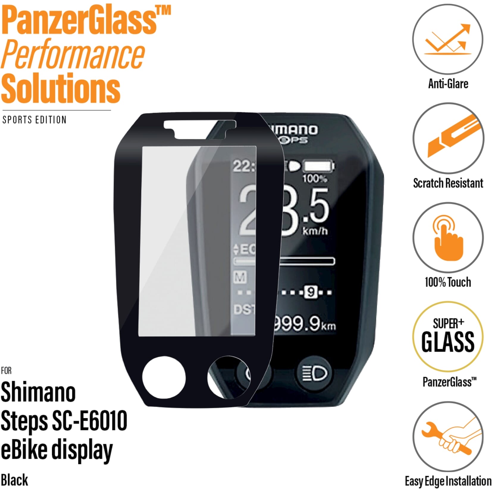 Panzglass Shimano Schritte E6010 Bildschutz ist entspiegelt