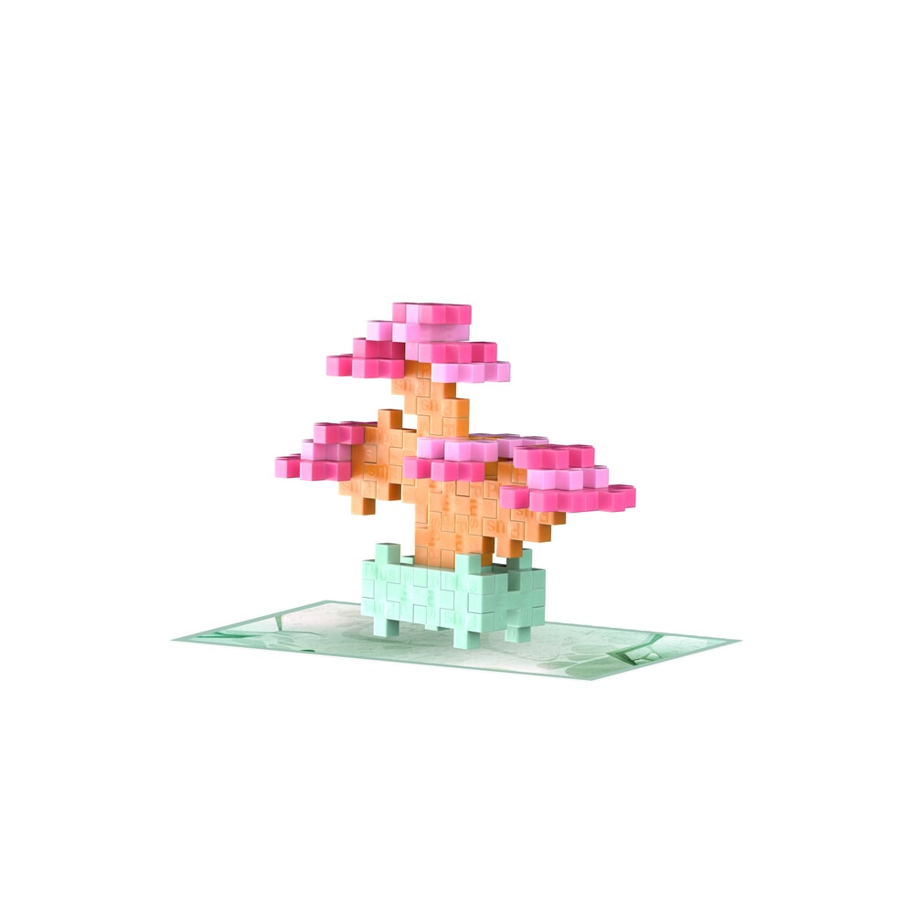 Plus plus plant packs - pink bonsai plus-plus flowers plants (4339)