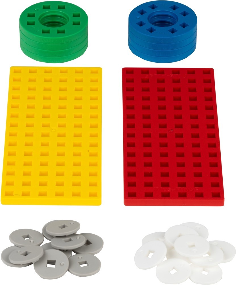 Plus plus bouwplaat geel rood klein en wielen plus-plus: 26 stuks (3966)