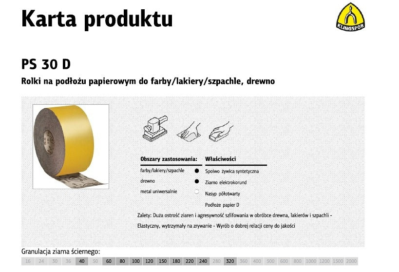 Klingspor papierrol 115mm ps30d p 80 (50mb)