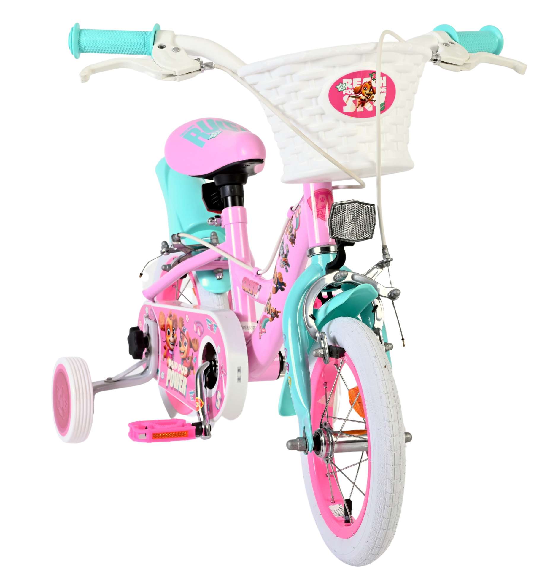 Volare paw patrol kinderfiets - meisjes - 12 inch - roze - twee handremmen