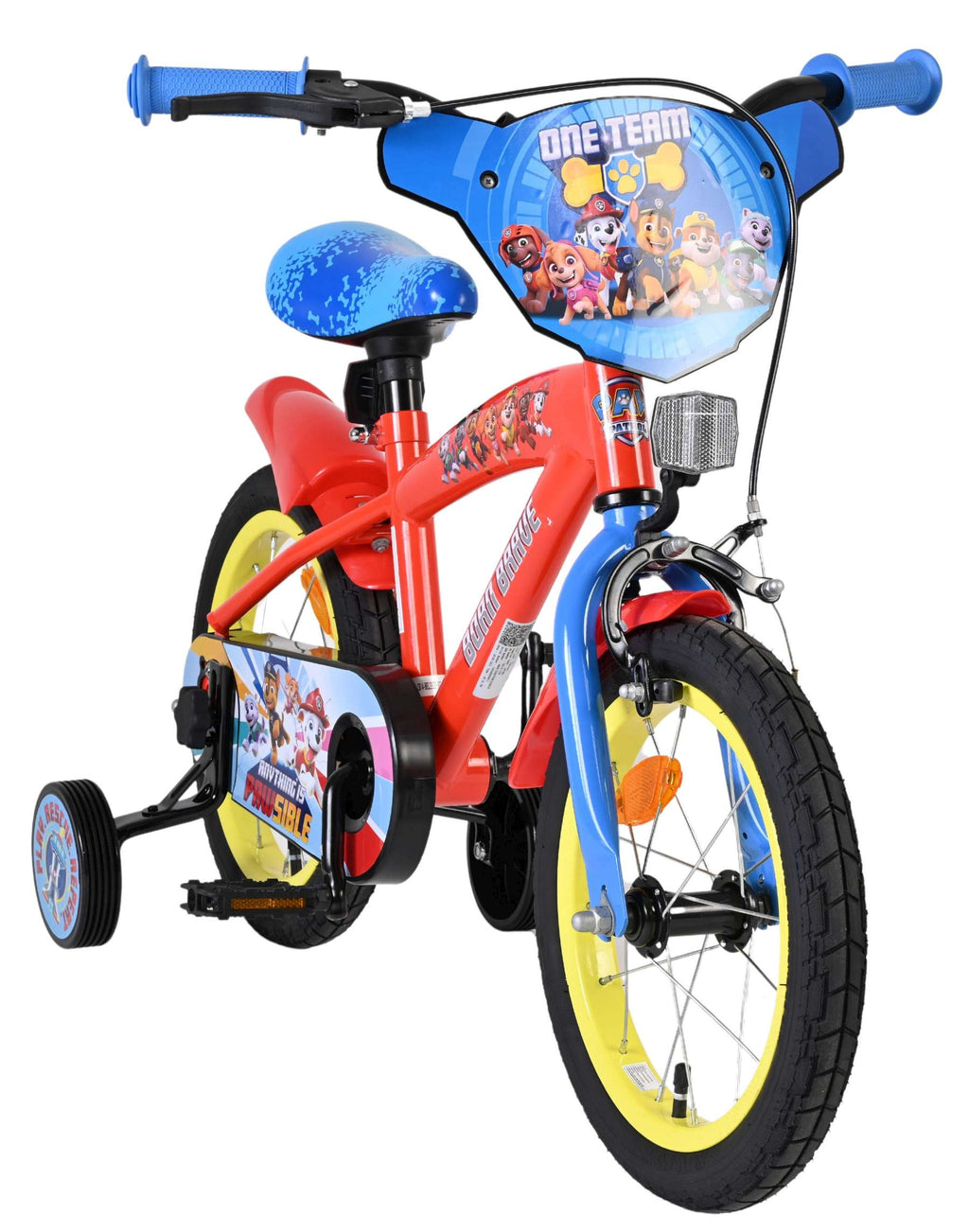 Paw patrol kinderfiets - jongens - 14 inch - rood blauw