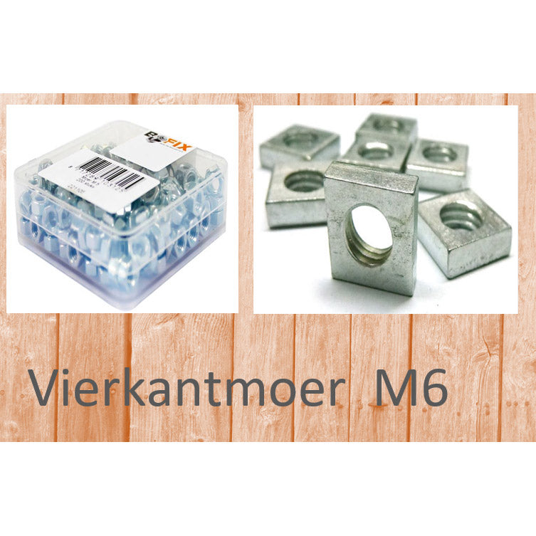 M6 Vierkantmutter, verzinkt, pro 100