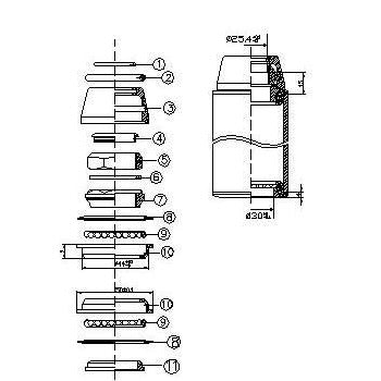 Headset Tecora 11 8-Gewinde, halbintegriert, schwarz