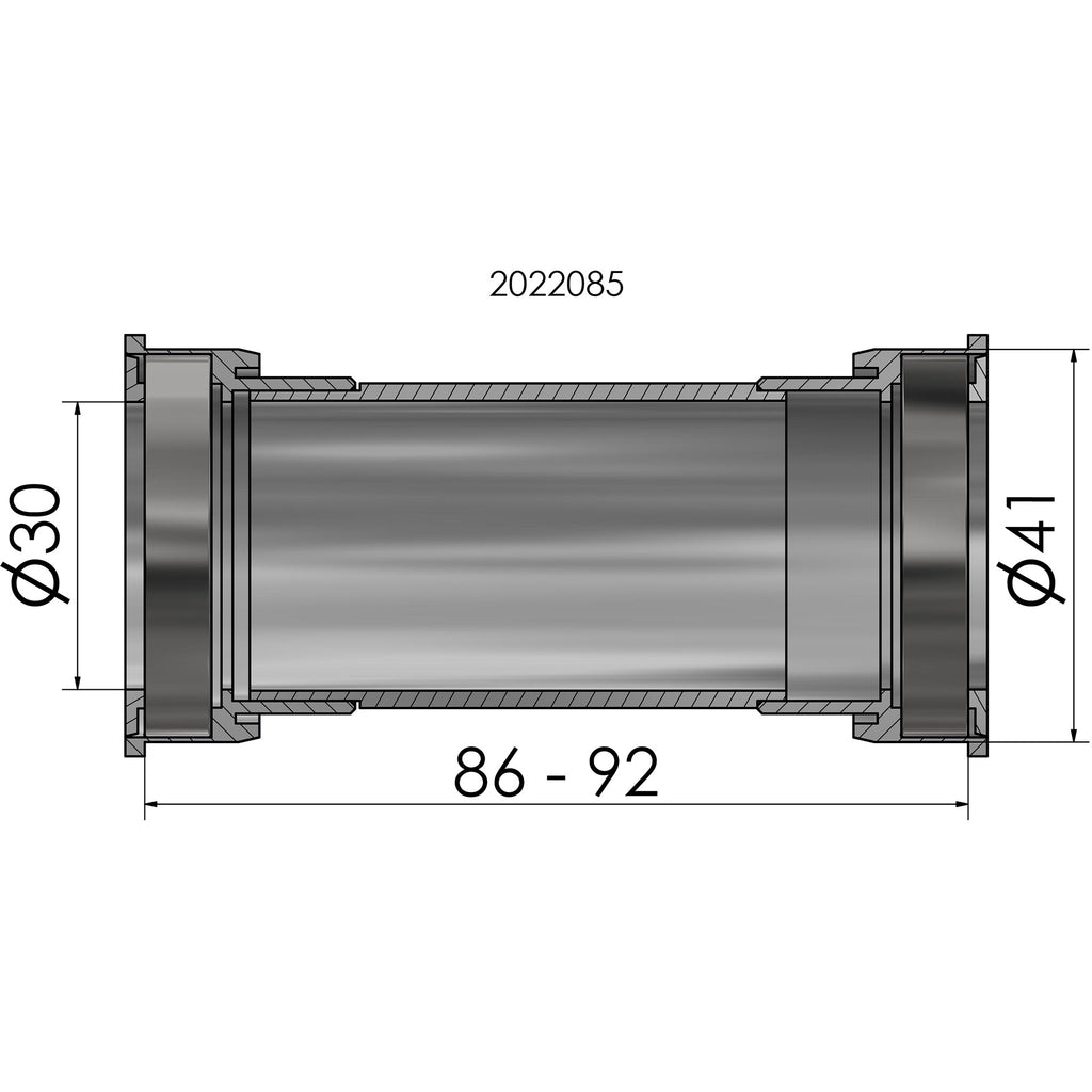 Elvedes bracketset press fit bot.bracket press fit 41mm bb86-92 shim.