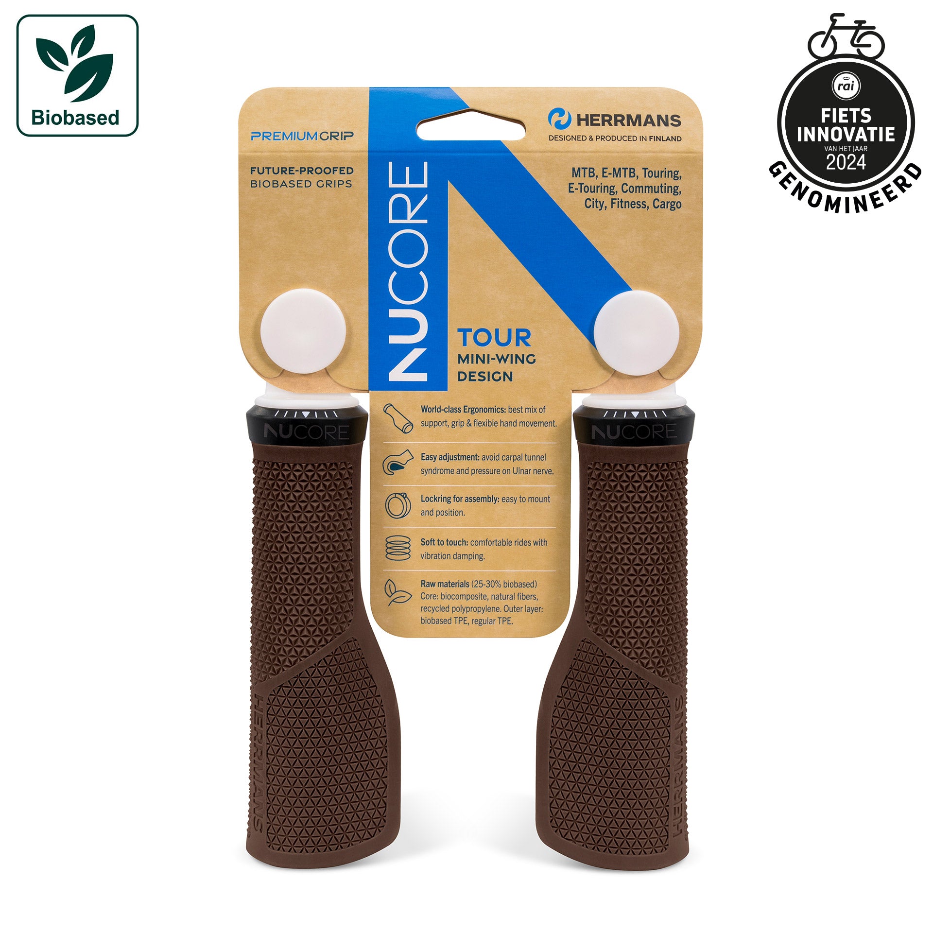 Herrmans handvatset nucore tour peak 130 130mm bruin