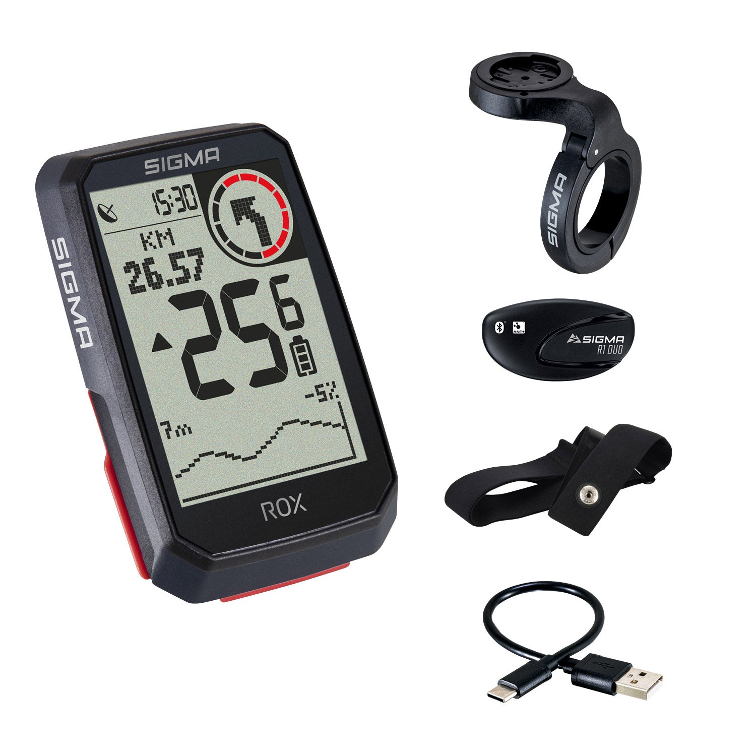 Sigma rox 4.0 gps zw zw hr stuurhouder + ant + ble borstriem