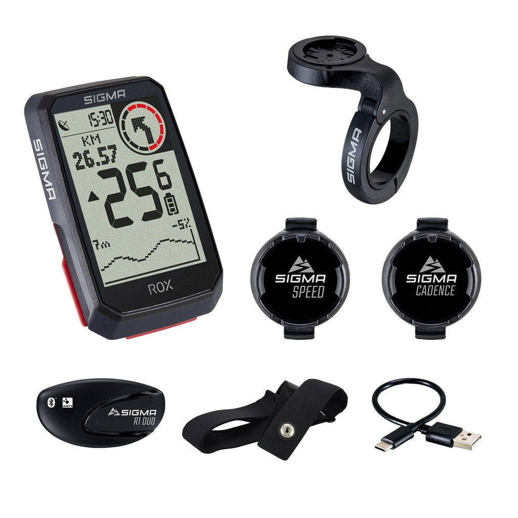 Sigma Rox 4.0 GPS HR CAD Top-Mount-Fahrradcomputer-Set schwarz