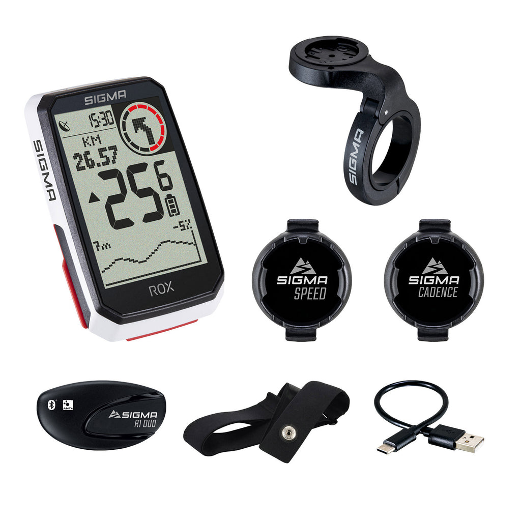 Sigma rox 4.0 gps zw wi hr stuurhouder cad snelh sensor top mount set