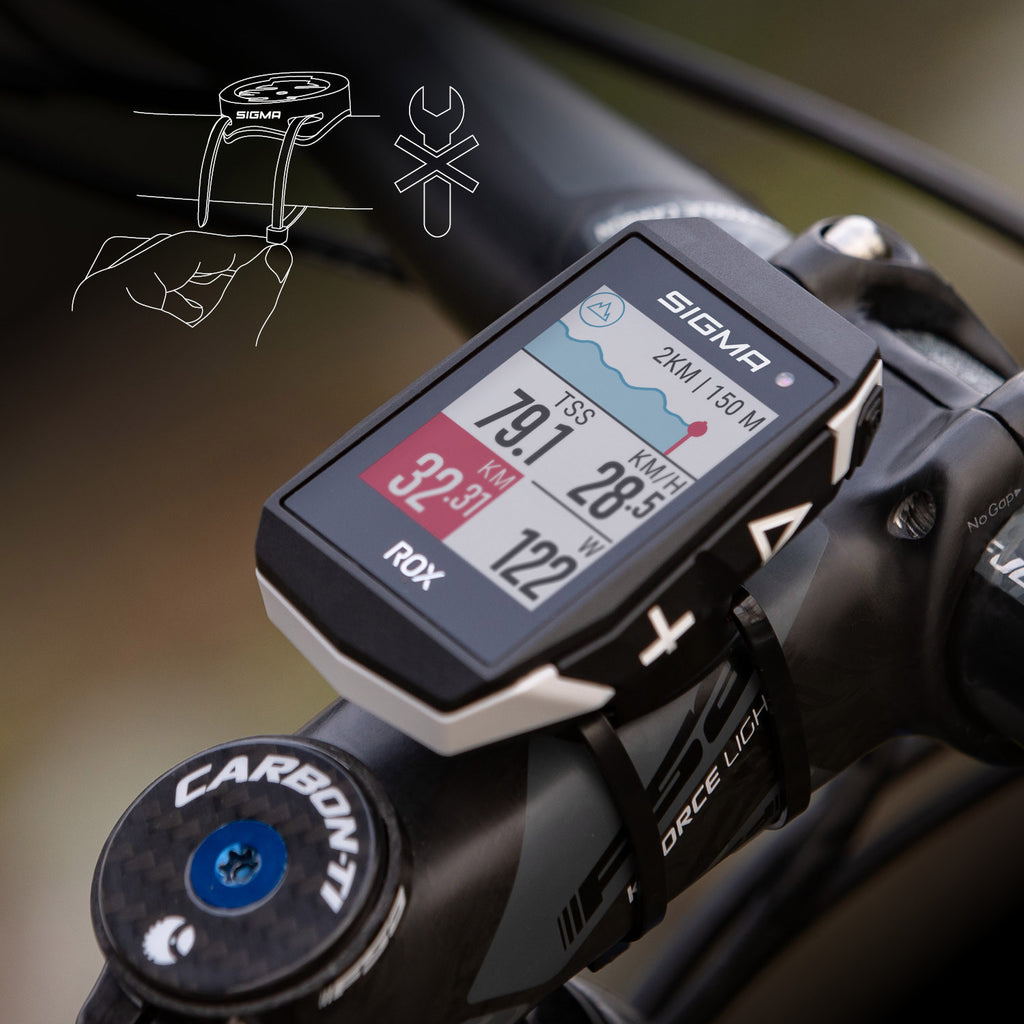 Sigma ROX 11.1 EVO GPS-Fahrradcomputer mit Standard-Lenkerhalterung – Weiß
