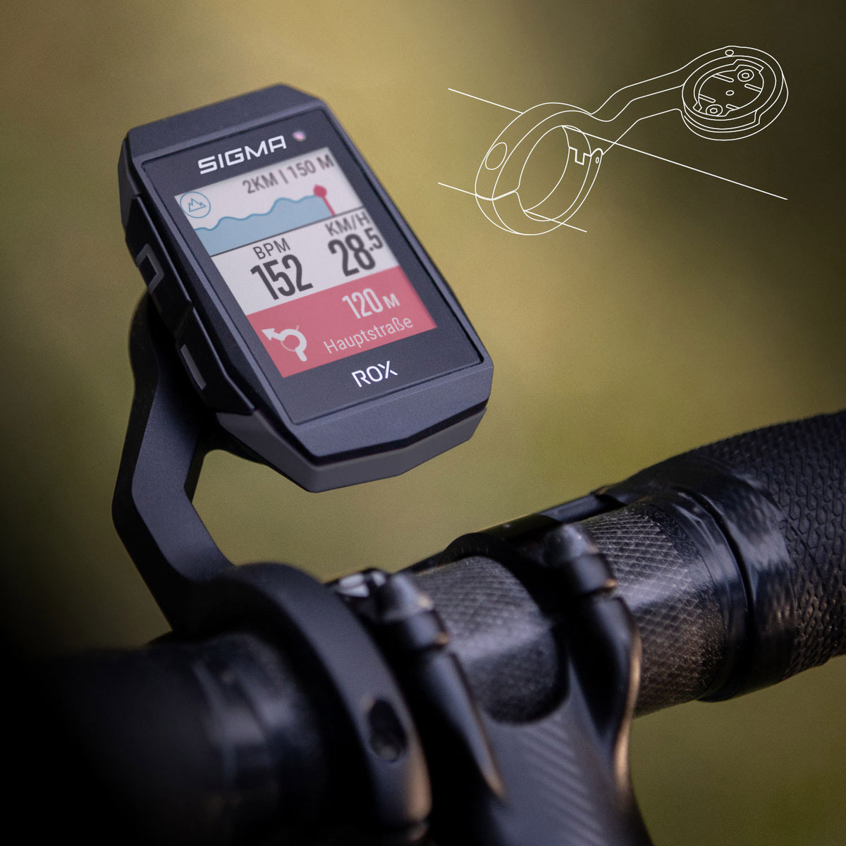 Sigma ROX 11.1 EVO GPS HR Fahrradcomputer-Set mit kurzer Butler-Lenkerhalterung – Schwarz