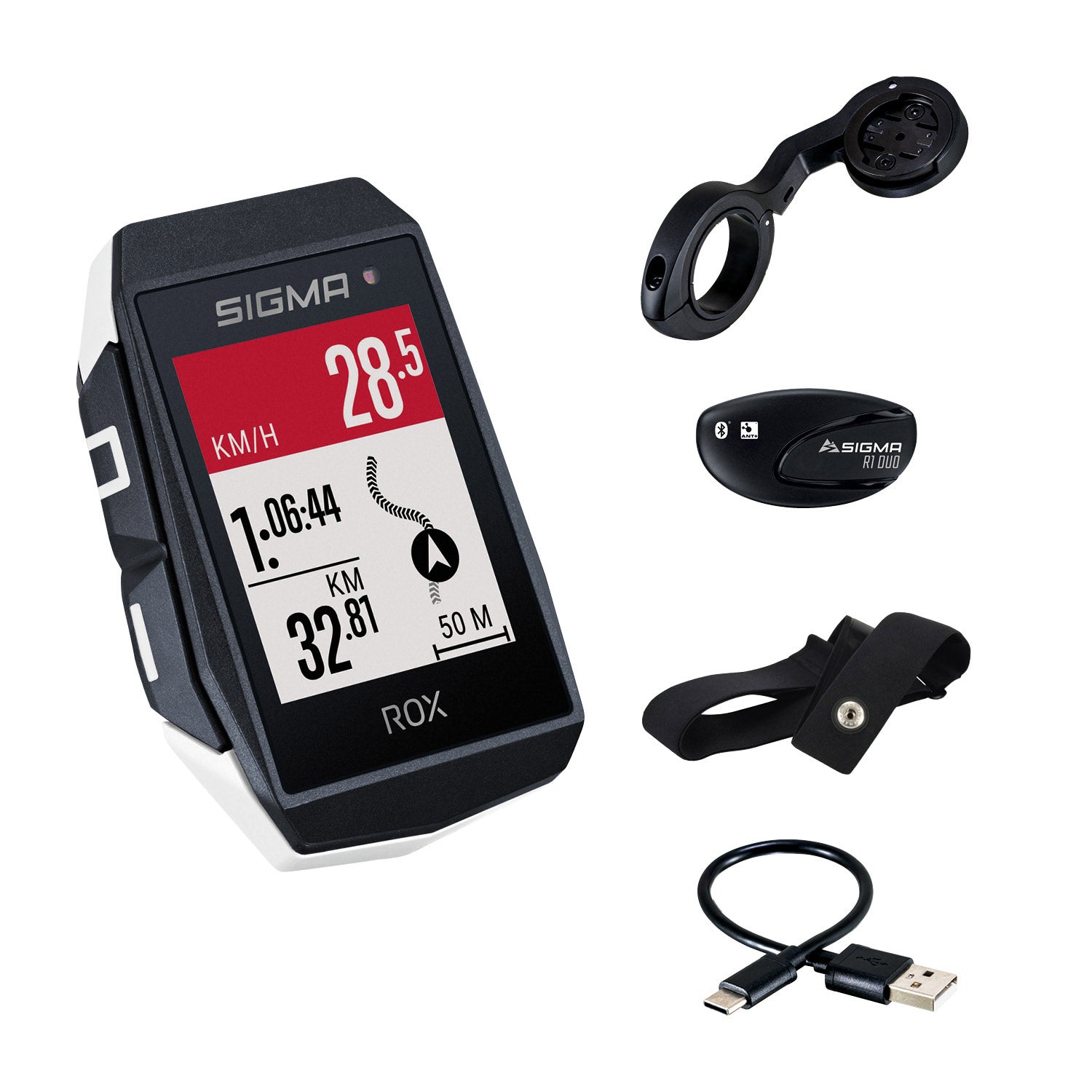 Sigma rox 11.1 evo gps hr set zw wi short butler+ant+ ble borstr+usb-c