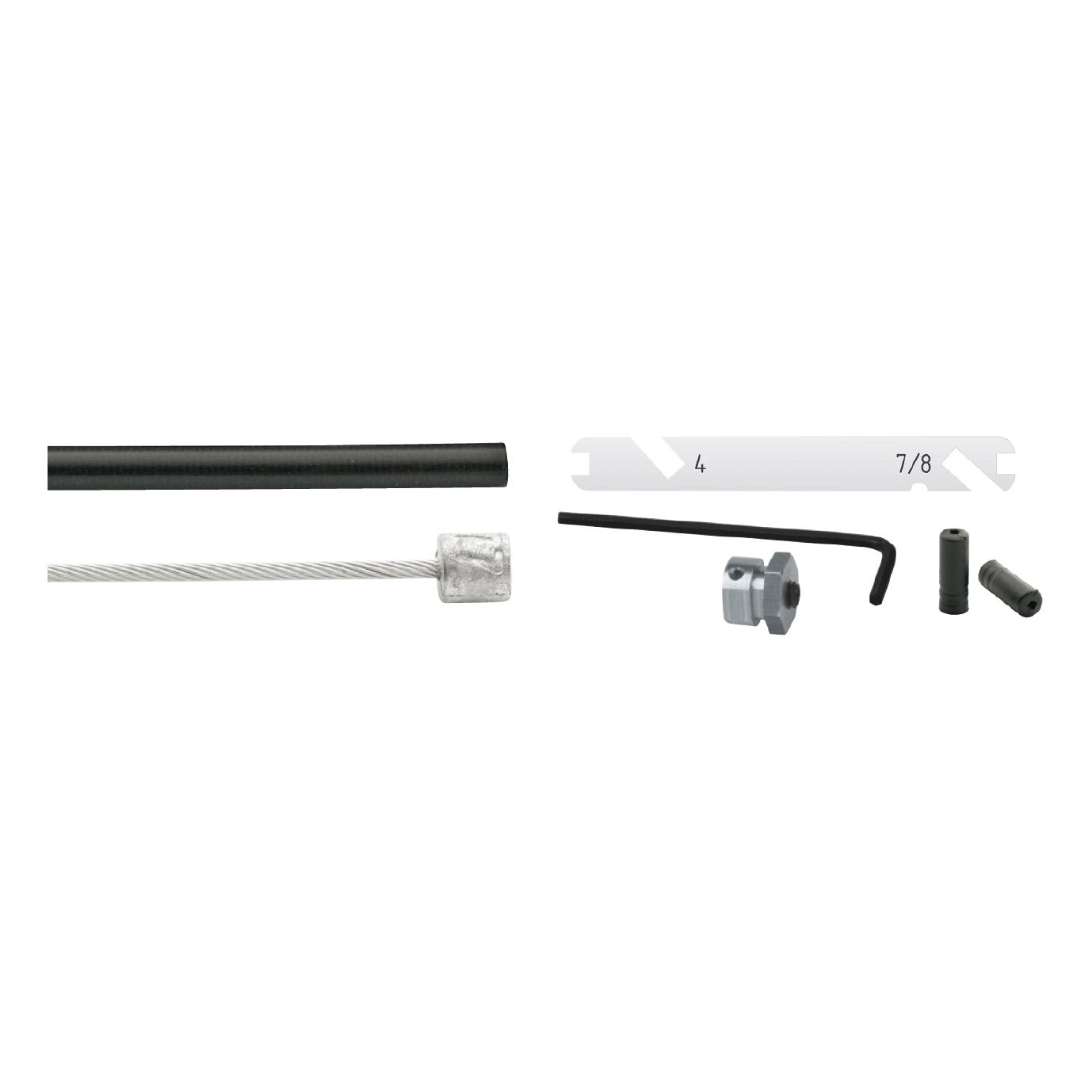 Elvedes Schaltzugset 4 7 8-fach Nexus 1700 2250 mm Edelstahl - schwarz (auf Karte)