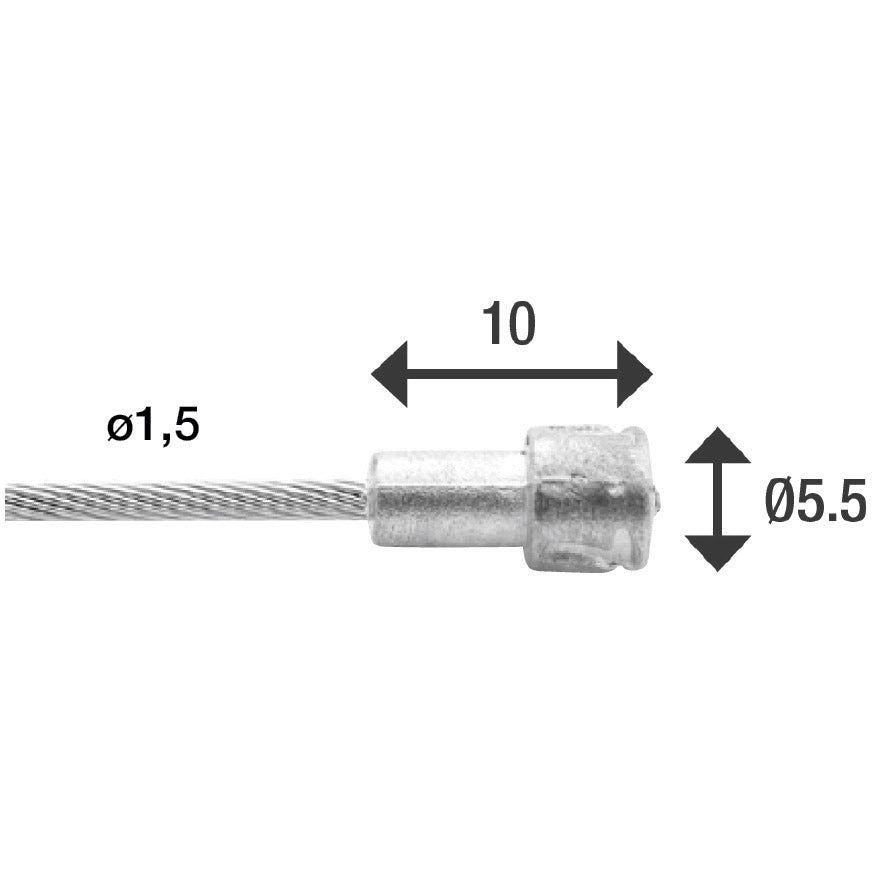 Elvedes rem binnenkabel 2250mm rvs ø1,5mm v-nippel