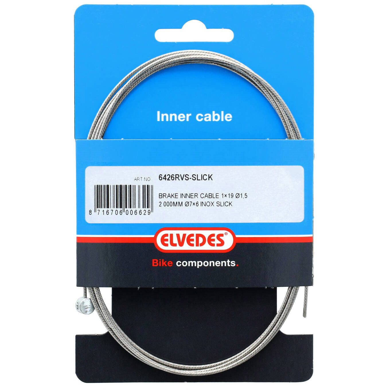Elvedes Bremsinnenzug 2000 mm Edelstahl glatt ø1,5 mm T-Nippel