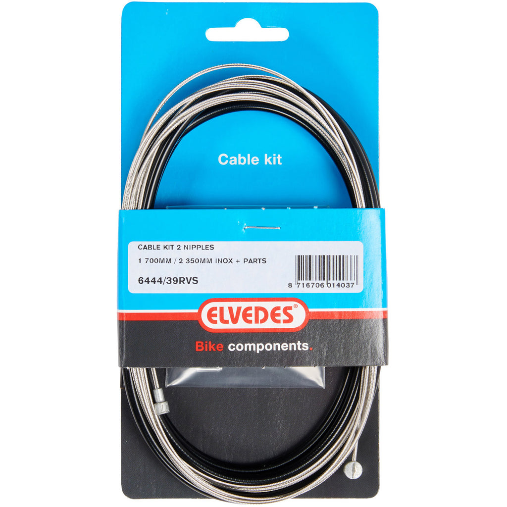 Kabel uni 2 nippels 2.35m rvs zwart 6444 39rvs